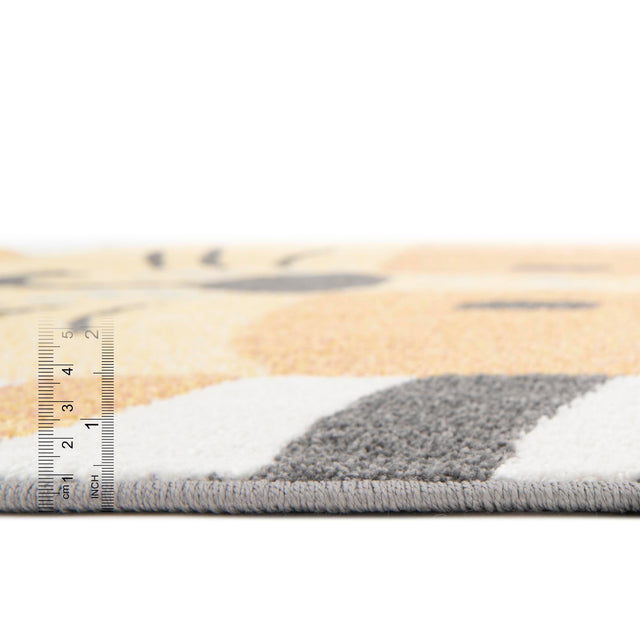 Light Brown 7' 10 x 7' 10 Whimsy Kids Round Area Rug for Baby Nursery, Toddler Playroom, Bedrooms