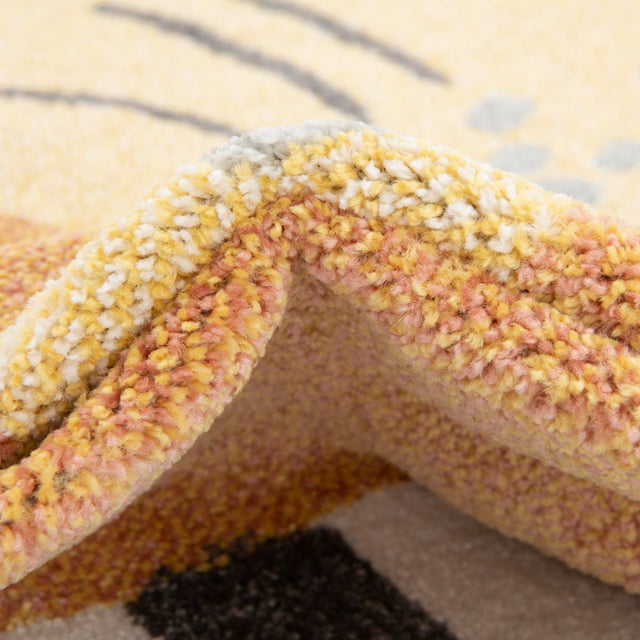 Light Brown 7' 10 x 7' 10 Whimsy Kids Round Area Rug for Baby Nursery, Toddler Playroom, Bedrooms