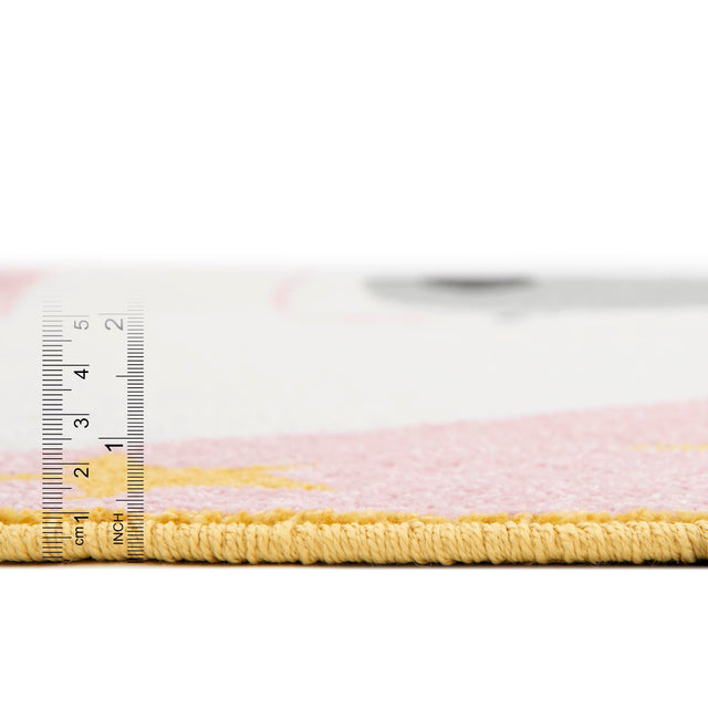 Pink 3' 3 x 3' 3 Whimsy Kids Round Area Rug for Baby Nursery, Toddler Playroom, Bedrooms