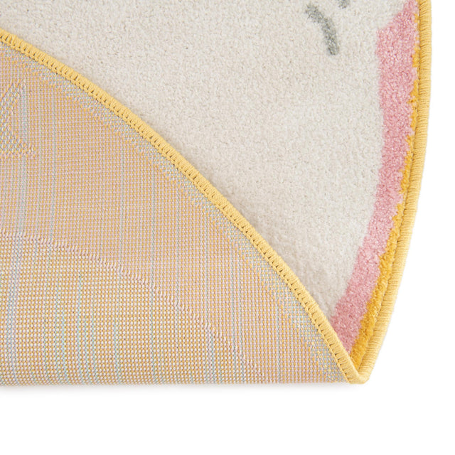 Pink 3' 3 x 3' 3 Whimsy Kids Round Area Rug for Baby Nursery, Toddler Playroom, Bedrooms