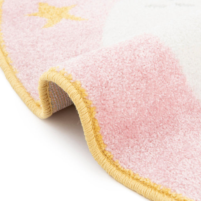 Pink 3' 3 x 3' 3 Whimsy Kids Round Area Rug for Baby Nursery, Toddler Playroom, Bedrooms