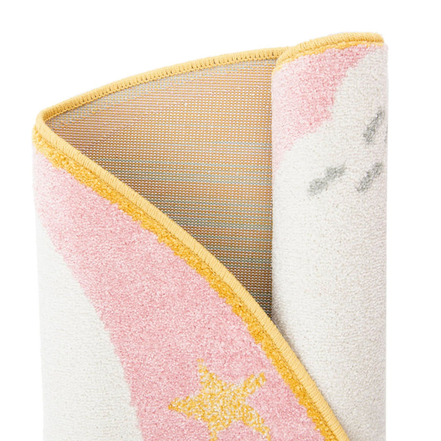 Pink 3' 3 x 3' 3 Whimsy Kids Round Area Rug for Baby Nursery, Toddler Playroom, Bedrooms