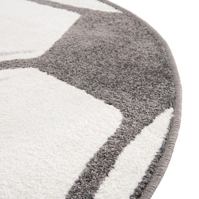 Black and White 4' 1 x 4' 1 Whimsy Kids Round Area Rug for Baby Nursery, Toddler Playroom, Bedrooms Playful Fun Design Easy Clean Carpet for Sale at Rug Engine