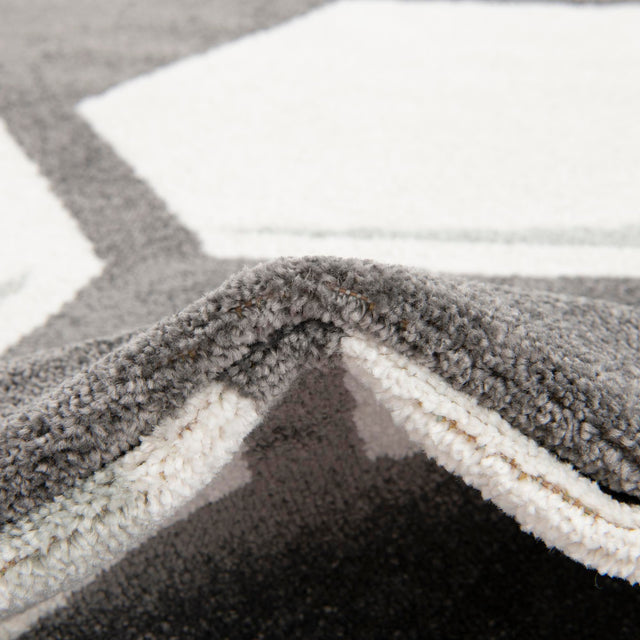 Black and White 7' 10 x 7' 10 Whimsy Kids Round Area Rug for Baby Nursery, Toddler Playroom, Bedrooms