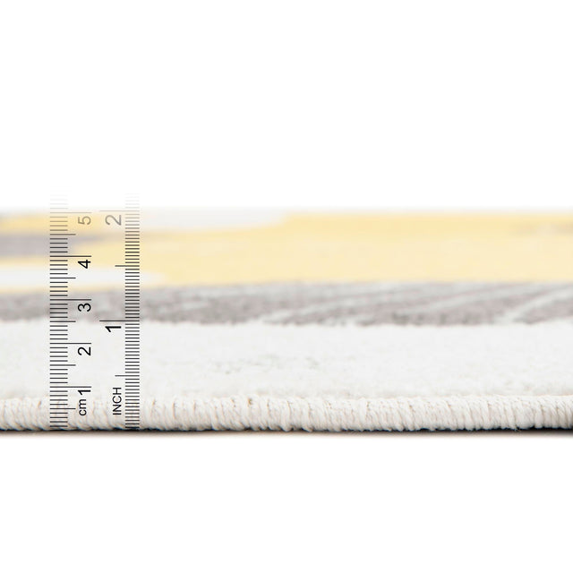 Ivory 5' 3 x 5' 3 Whimsy Kids Round Area Rug for Baby Nursery, Toddler Playroom, Bedrooms