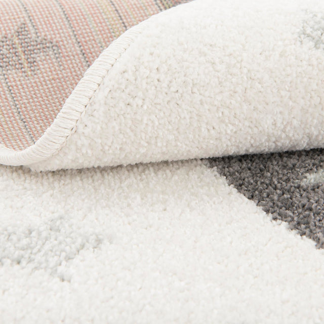 Ivory 5' 3 x 5' 3 Whimsy Kids Round Area Rug for Baby Nursery, Toddler Playroom, Bedrooms