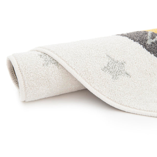 Ivory 7' 10 x 7' 10 Whimsy Kids Round Area Rug for Baby Nursery, Toddler Playroom, Bedrooms