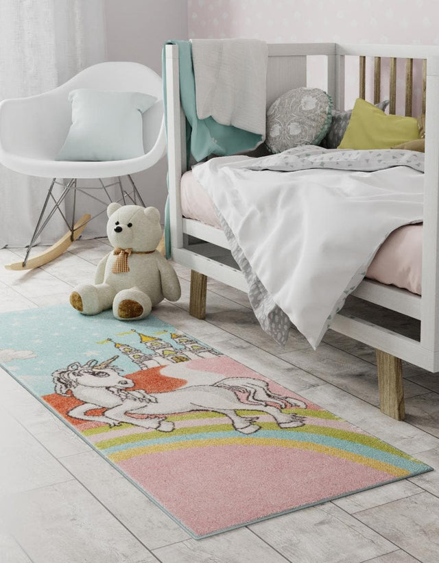 Multicolor 2' 2 x 3' 11 Whimsy Kids Runner Area Rug for Baby Nursery, Toddler Playroom, Bedrooms Playful Fun Design Easy Clean Carpet for Sale at Rug Engine