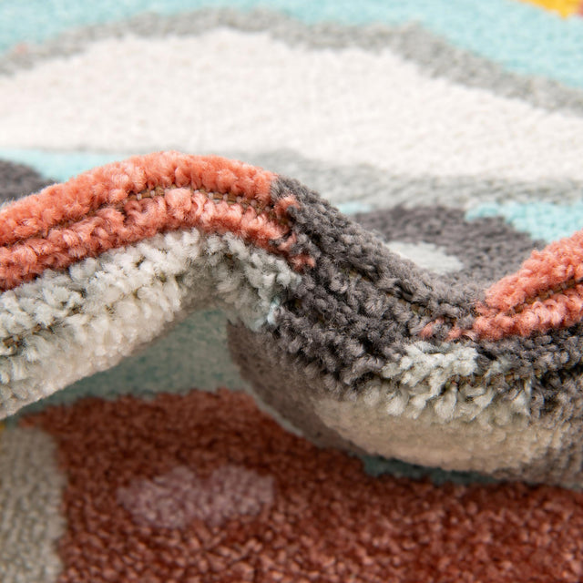 Teal 3' 11 x 5' 11 Whimsy Kids Rectangle Area Rug for Baby Nursery, Toddler Playroom, Bedrooms