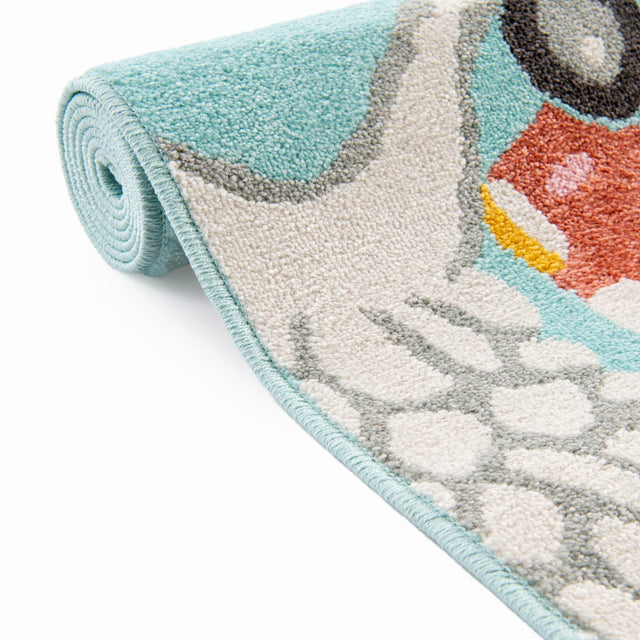 Teal 5' 3 x 8' Whimsy Kids Rectangle Area Rug for Baby Nursery, Toddler Playroom, Bedrooms