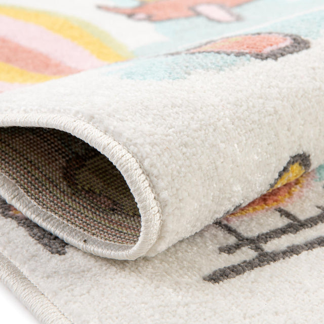 Multicolor 5' 3 x 8' Whimsy Kids Rectangle Area Rug for Baby Nursery, Toddler Playroom, Bedrooms