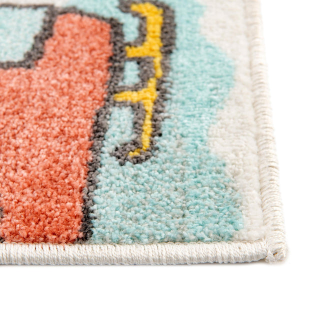 Multicolor 5' 3 x 8' Whimsy Kids Rectangle Area Rug for Baby Nursery, Toddler Playroom, Bedrooms