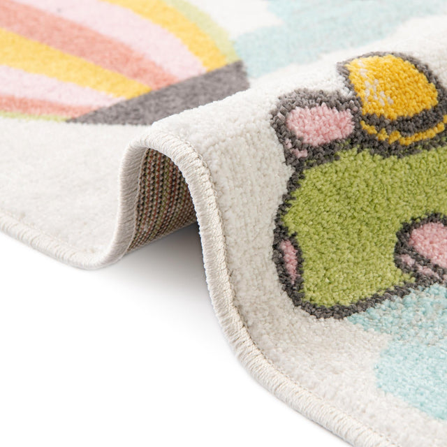 Multicolor 5' 3 x 8' Whimsy Kids Rectangle Area Rug for Baby Nursery, Toddler Playroom, Bedrooms