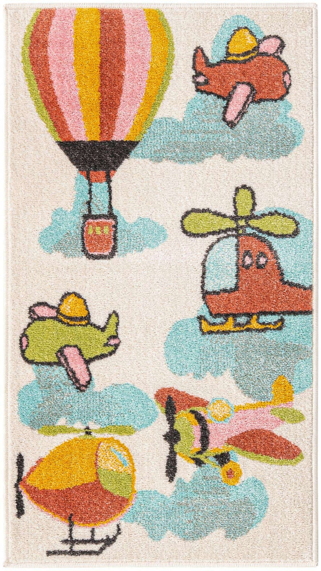 Multicolor 2' 2 x 3' 11 Whimsy Kids Runner Area Rug for Baby Nursery, Toddler Playroom, Bedrooms Playful Fun Design Easy Clean Carpet for Sale at Rug Engine