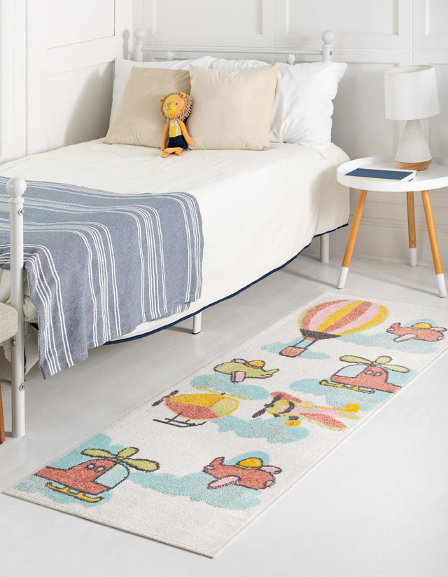Multicolor 2' 2 x 3' 11 Whimsy Kids Runner Area Rug for Baby Nursery, Toddler Playroom, Bedrooms Playful Fun Design Easy Clean Carpet for Sale at Rug Engine