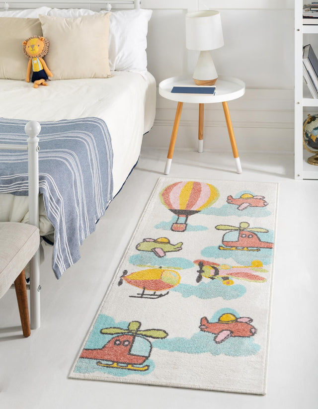 Multicolor 2' 2 x 6' Whimsy Kids Runner Area Rug for Baby Nursery, Toddler Playroom, Bedrooms