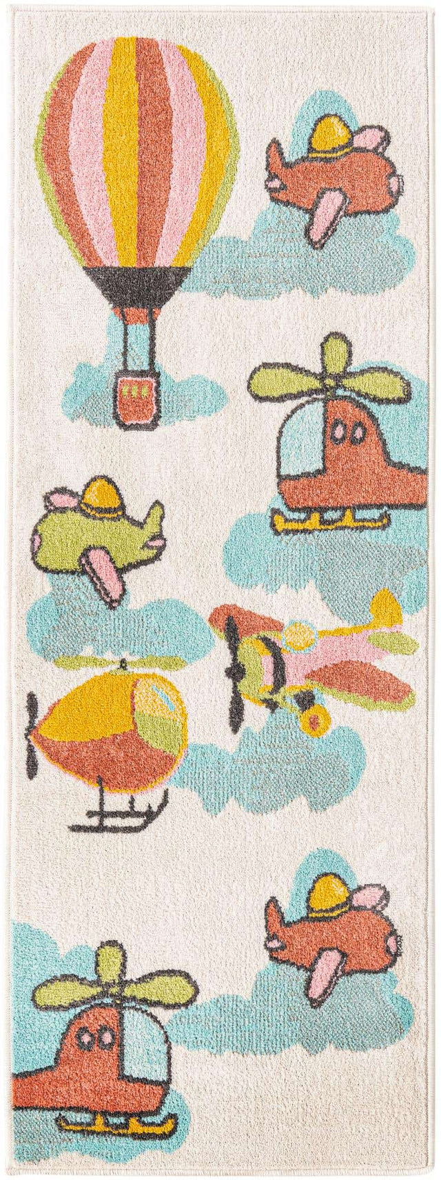 Multicolor 2' 2 x 6' Whimsy Kids Runner Area Rug for Baby Nursery, Toddler Playroom, Bedrooms