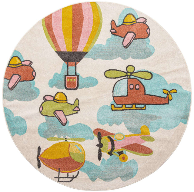 Multicolor 7' 10 x 7' 10 Whimsy Kids Round Area Rug for Baby Nursery, Toddler Playroom, Bedrooms