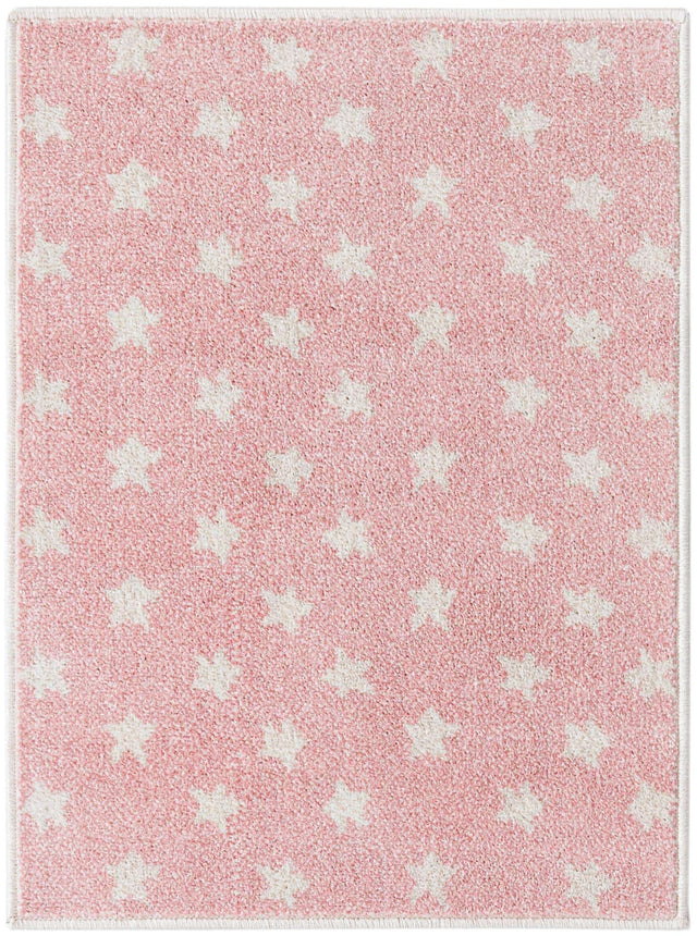 Pink 2' 2 x 2' 11 Whimsy Kids Rectangle Area Rug for Baby Nursery, Toddler Playroom, Bedrooms