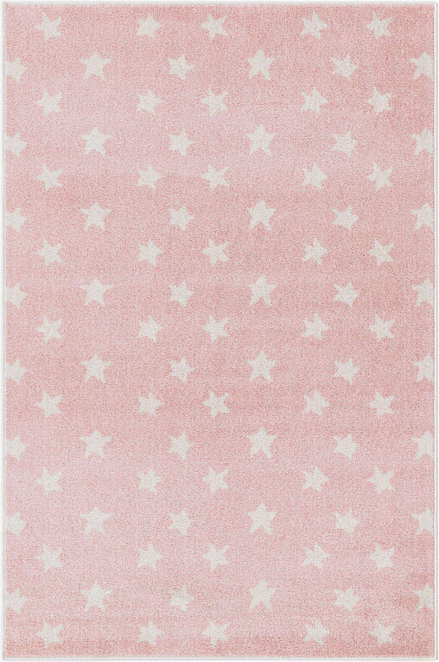Pink 3' 11 x 5' 11 Whimsy Kids Rectangle Area Rug for Baby Nursery, Toddler Playroom, Bedrooms