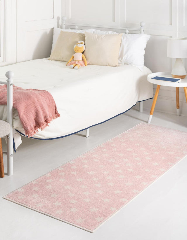 Pink 2' 2 x 3' 11 Whimsy Kids Runner Area Rug for Baby Nursery, Toddler Playroom, Bedrooms Playful Fun Design Easy Clean Carpet for Sale at Rug Engine