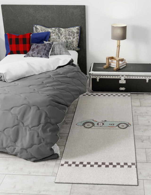 Gray 2' 2 x 3' 11 Whimsy Kids Runner Area Rug for Baby Nursery, Toddler Playroom, Bedrooms