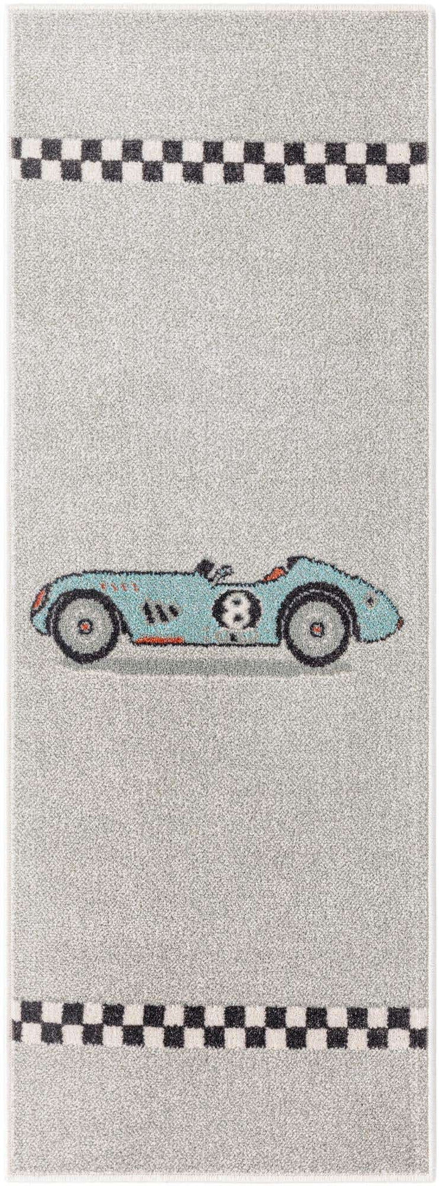 Gray 2' 2 x 6' Whimsy Kids Runner Area Rug for Baby Nursery, Toddler Playroom, Bedrooms Playful Fun Design Easy Clean Carpet for Sale at Rug Engine