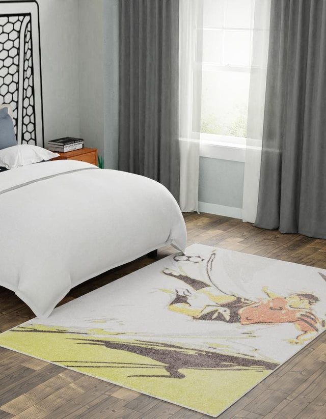 Gray 2' 2 x 2' 11 Whimsy Kids Rectangle Area Rug for Baby Nursery, Toddler Playroom, Bedrooms