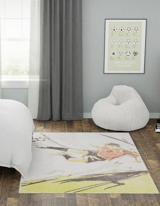 Gray 2' 2 x 2' 11 Whimsy Kids Rectangle Area Rug for Baby Nursery, Toddler Playroom, Bedrooms