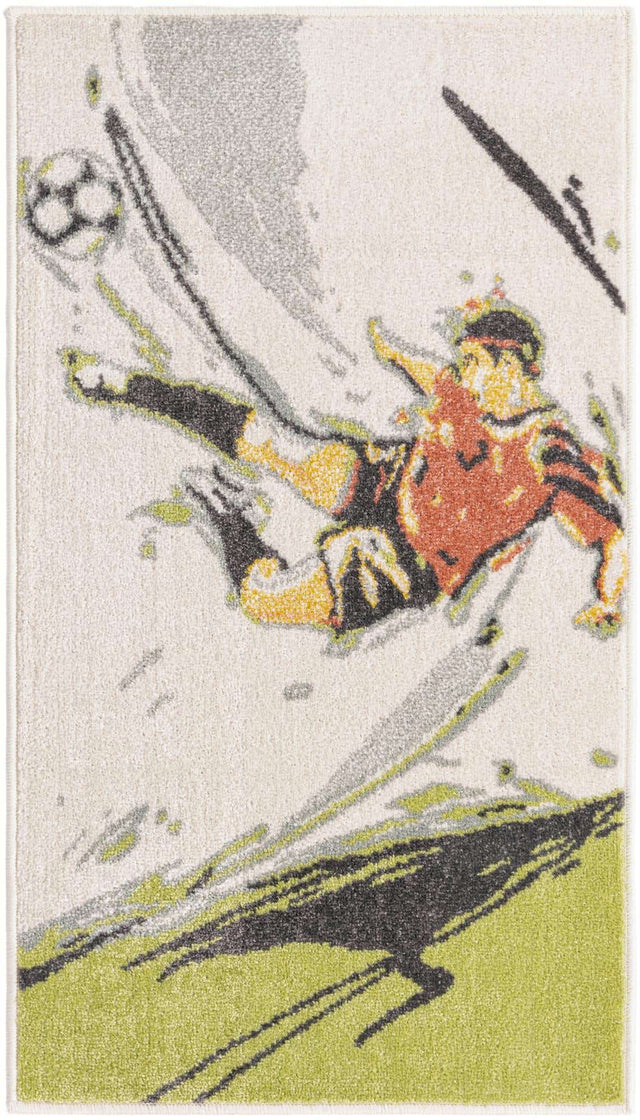 Gray 2' 2 x 3' 11 Whimsy Kids Runner Area Rug for Baby Nursery, Toddler Playroom, Bedrooms