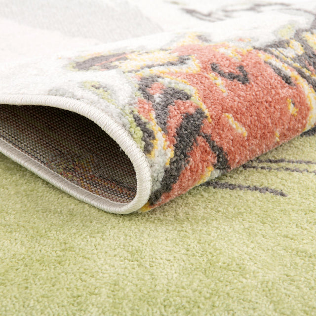 Gray 3' 3 x 3' 3 Whimsy Kids Round Area Rug for Baby Nursery, Toddler Playroom, Bedrooms