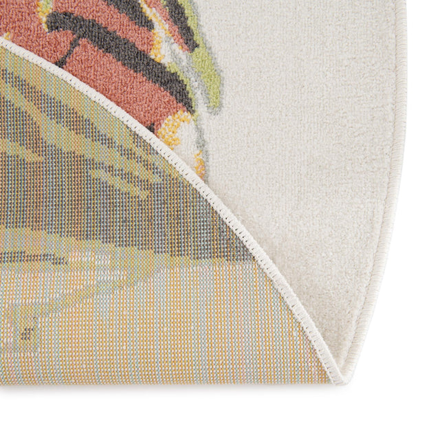 Gray 3' 3 x 3' 3 Whimsy Kids Round Area Rug for Baby Nursery, Toddler Playroom, Bedrooms