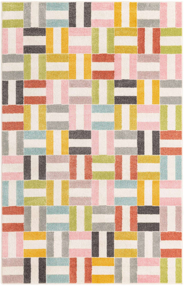 Multicolor 5' 3 x 8' Whimsy Kids Rectangle Area Rug for Baby Nursery, Toddler Playroom, Bedrooms Playful Fun Design Easy Clean Carpet for Sale at Rug Engine