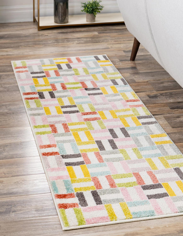 Multicolor 2' 2 x 3' 11 Whimsy Kids Runner Area Rug for Baby Nursery, Toddler Playroom, Bedrooms Playful Fun Design Easy Clean Carpet for Sale at Rug Engine