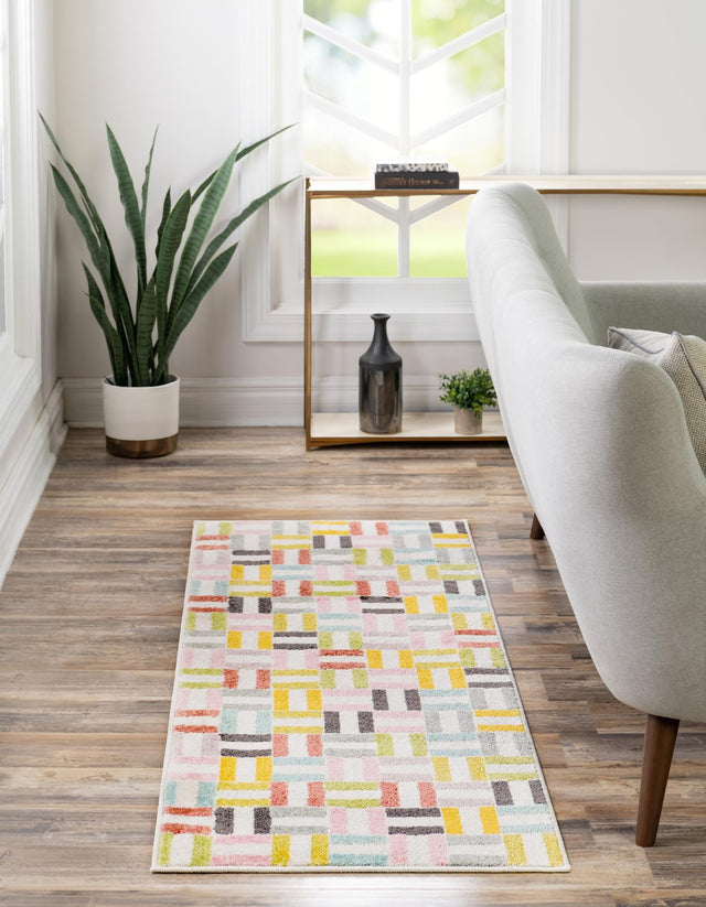 Multicolor 2' 2 x 6' Whimsy Kids Runner Area Rug for Baby Nursery, Toddler Playroom, Bedrooms Playful Fun Design Easy Clean Carpet for Sale at Rug Engine