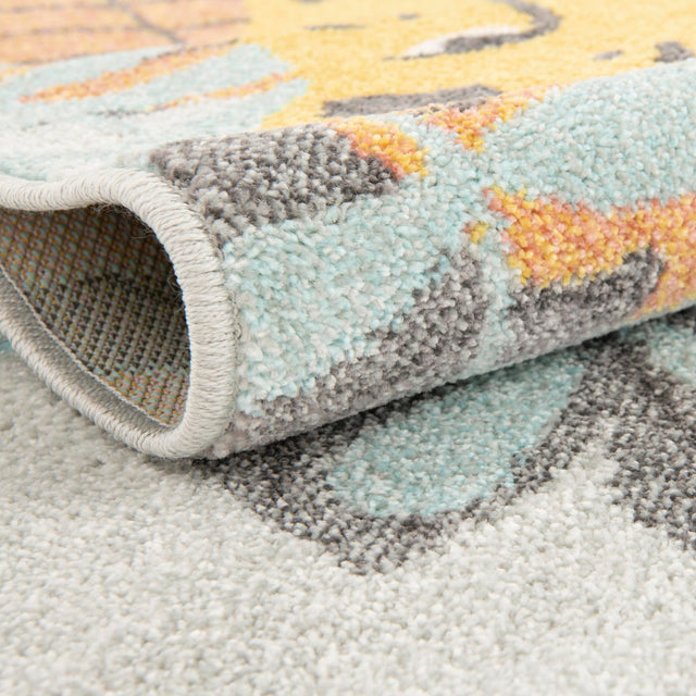 Gray 2' 2 x 2' 11 Whimsy Kids Rectangle Area Rug for Baby Nursery, Toddler Playroom, Bedrooms