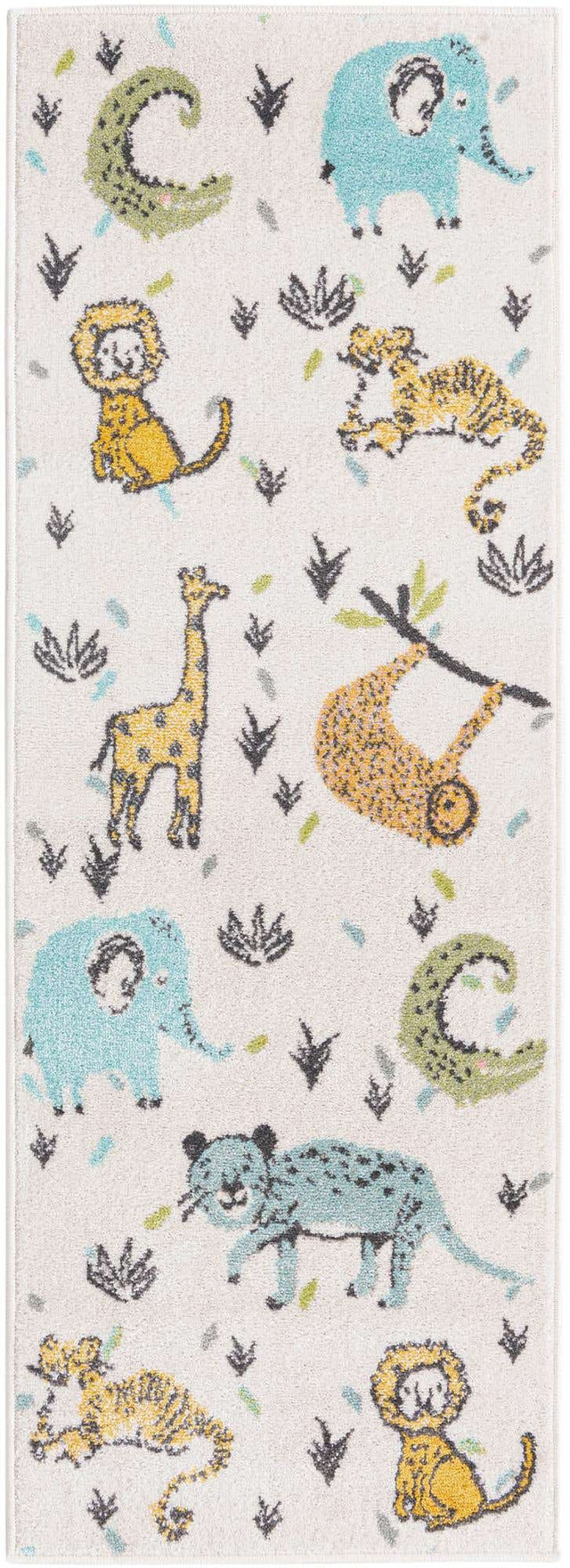 Ivory 2' 2 x 6' Whimsy Kids Runner Area Rug for Baby Nursery, Toddler Playroom, Bedrooms Playful Fun Design Easy Clean Carpet for Sale at Rug Engine