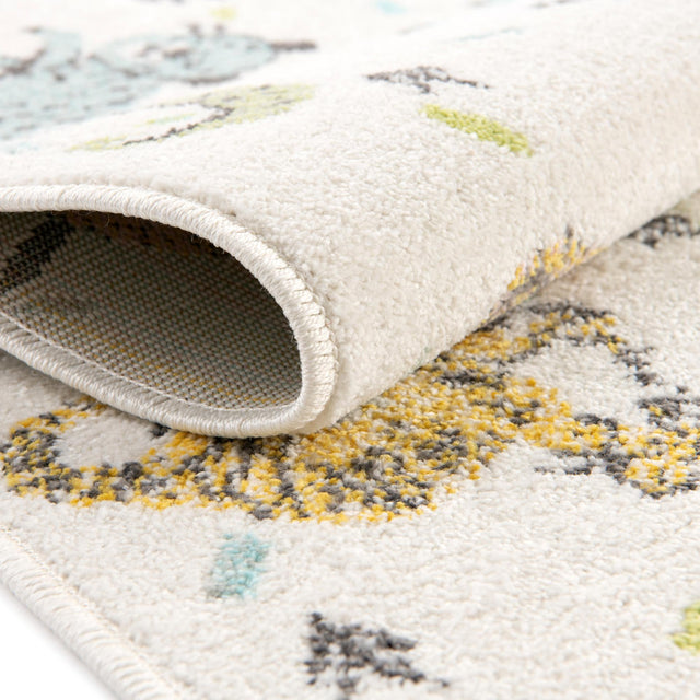 Ivory 3' 3 x 3' 3 Whimsy Kids Round Area Rug for Baby Nursery, Toddler Playroom, Bedrooms