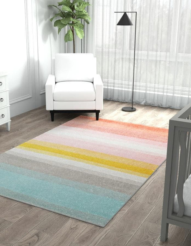 Multicolor 3' 11 x 5' 11 Whimsy Kids Rectangle Area Rug for Baby Nursery, Toddler Playroom, Bedrooms