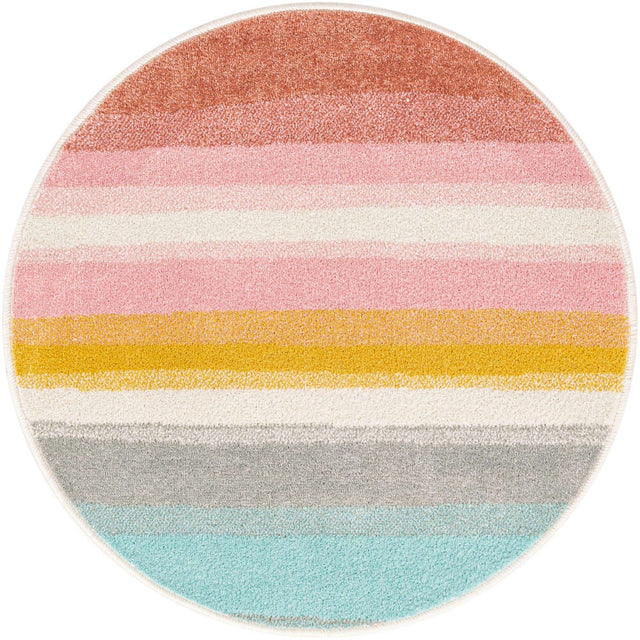 Multicolor 3' 3 x 3' 3 Whimsy Kids Round Area Rug for Baby Nursery, Toddler Playroom, Bedrooms Playful Fun Design Easy Clean Carpet for Sale at Rug Engine