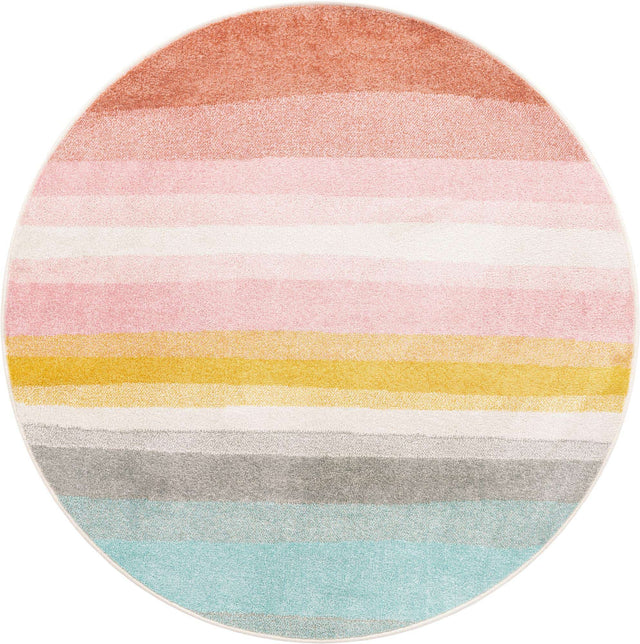 Multicolor 5' 3 x 5' 3 Whimsy Kids Round Area Rug for Baby Nursery, Toddler Playroom, Bedrooms Playful Fun Design Easy Clean Carpet for Sale at Rug Engine