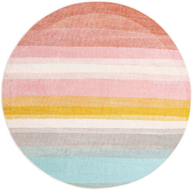 Multicolor 7' 10 x 7' 10 Whimsy Kids Round Area Rug for Baby Nursery, Toddler Playroom, Bedrooms Playful Fun Design Easy Clean Carpet for Sale at Rug Engine
