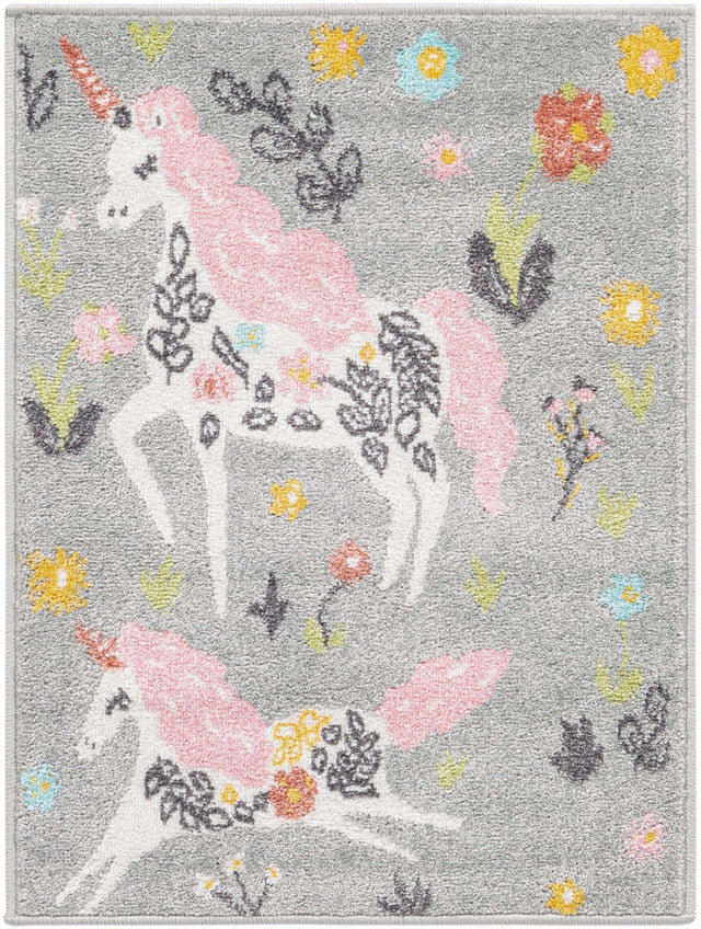 Gray 2' 2 x 2' 11 Whimsy Kids Rectangle Area Rug for Baby Nursery, Toddler Playroom, Bedrooms Playful Fun Design Easy Clean Carpet for Sale at Rug Engine