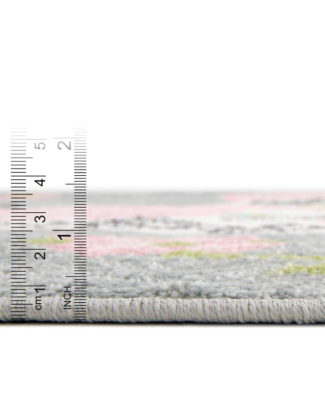 Gray 7' 10 x 7' 10 Whimsy Kids Round Area Rug for Baby Nursery, Toddler Playroom, Bedrooms Playful Fun Design Easy Clean Carpet for Sale at Rug Engine