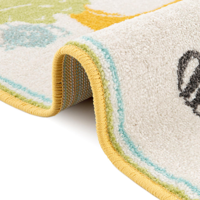 Ivory 7' 10 x 10' Whimsy Kids Rectangle Area Rug for Baby Nursery, Toddler Playroom, Bedrooms