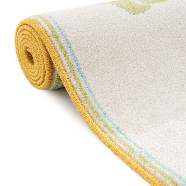 Ivory 5' 3 x 8' Whimsy Kids Rectangle Area Rug for Baby Nursery, Toddler Playroom, Bedrooms