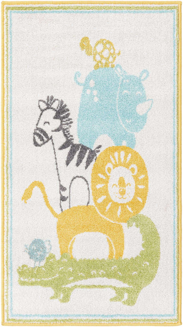 Ivory 2' 2 x 3' 11 Whimsy Kids Runner Area Rug for Baby Nursery, Toddler Playroom, Bedrooms Playful Fun Design Easy Clean Carpet for Sale at Rug Engine