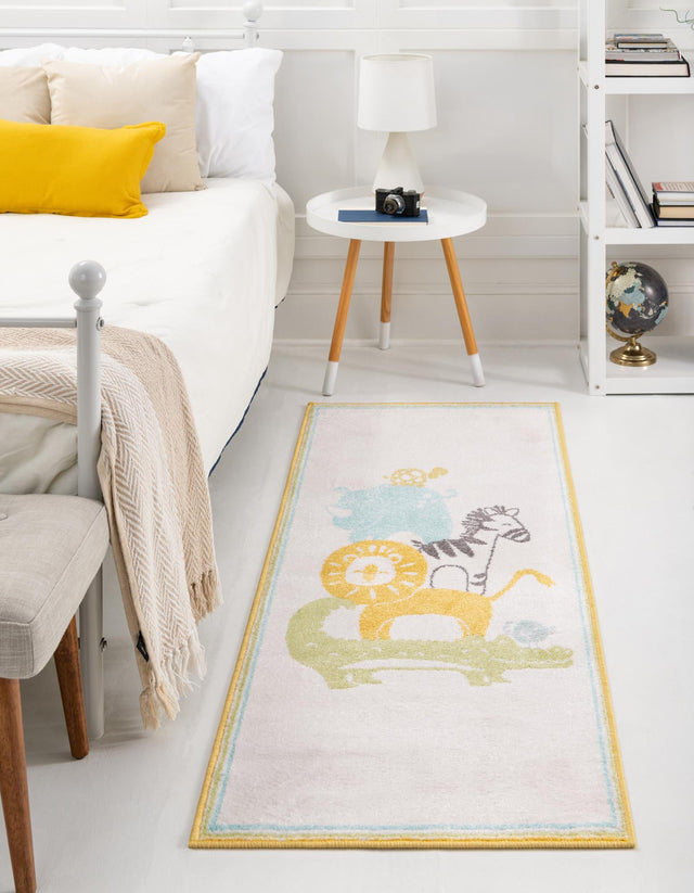Ivory 2' 2 x 3' 11 Whimsy Kids Runner Area Rug for Baby Nursery, Toddler Playroom, Bedrooms Playful Fun Design Easy Clean Carpet for Sale at Rug Engine