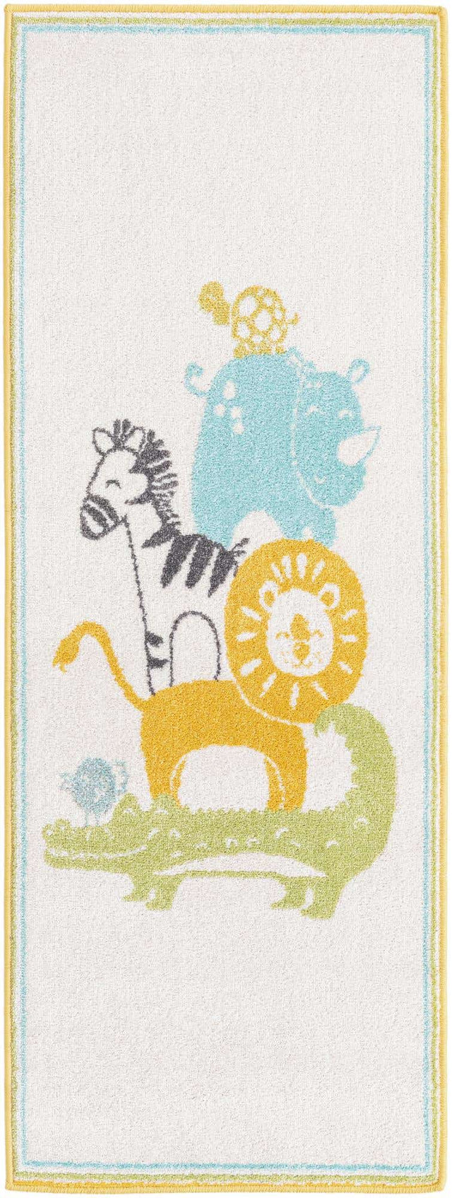Ivory 2' 2 x 6' Whimsy Kids Runner Area Rug for Baby Nursery, Toddler Playroom, Bedrooms Playful Fun Design Easy Clean Carpet for Sale at Rug Engine