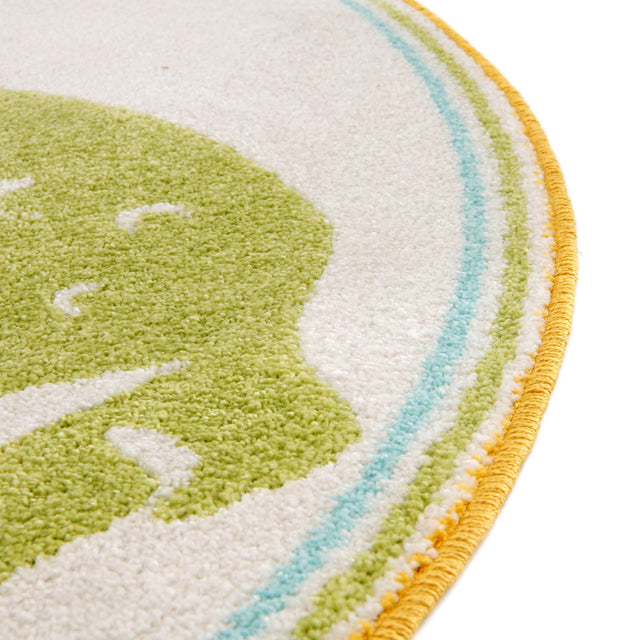 Ivory 5' 3 x 5' 3 Whimsy Kids Round Area Rug for Baby Nursery, Toddler Playroom, Bedrooms